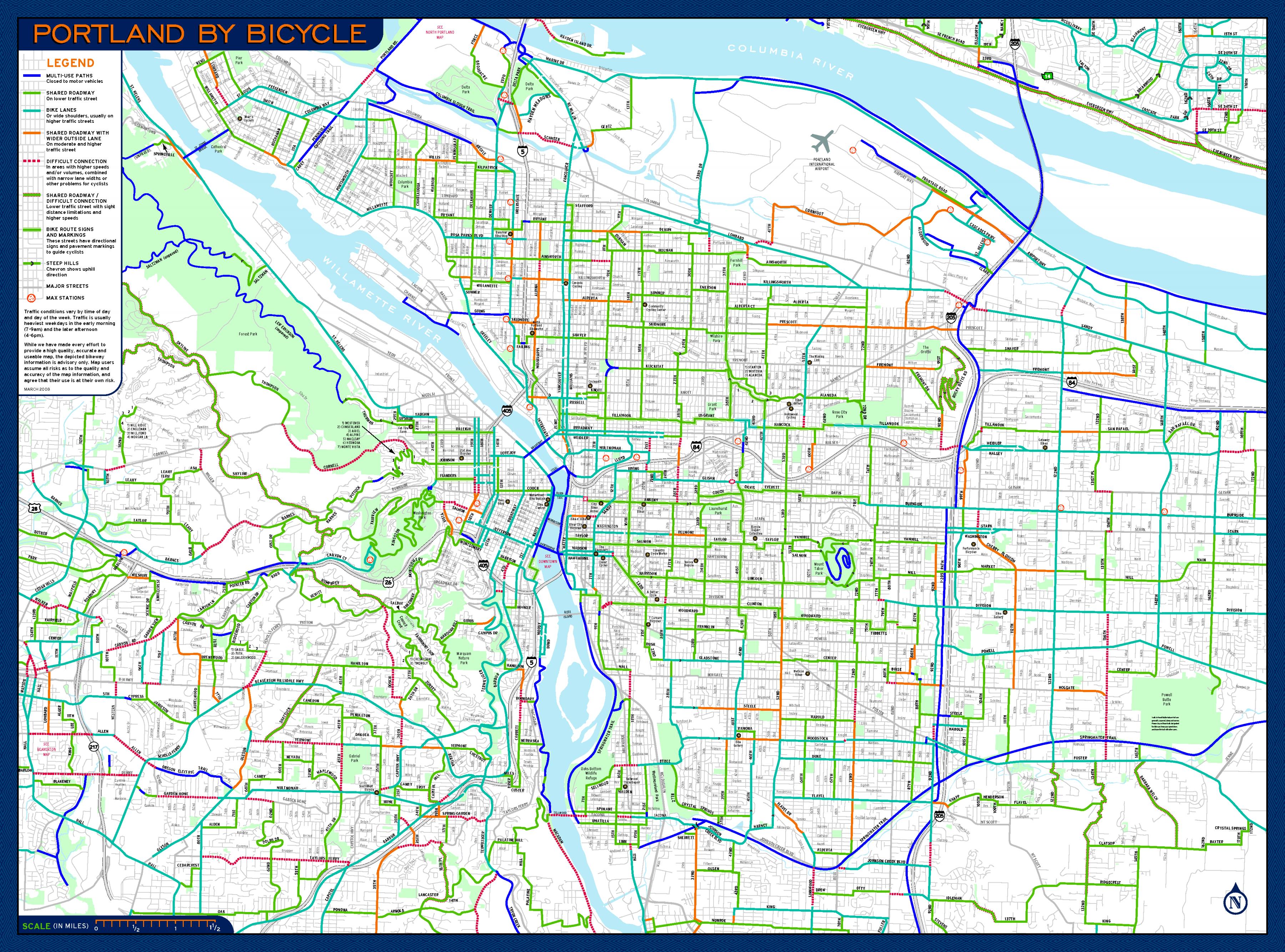 Portland Oregon Fahrrad Map Karte Von Portland Oregon Anzeigen Oregon Usa