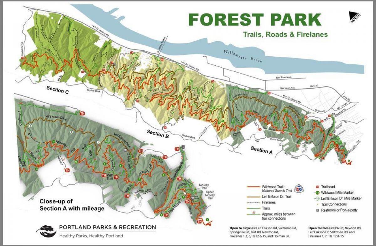 Forest Park-Karte Portland