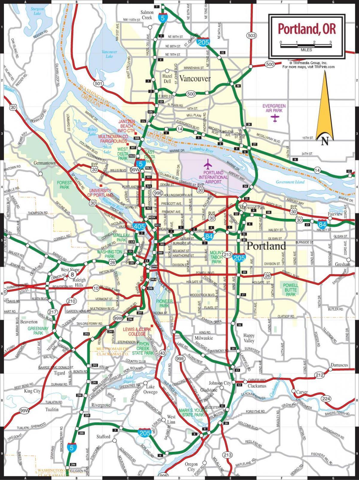 Karte von Portland oder Bereich