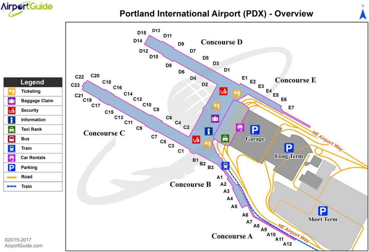 Portland Oregon Flughafen Karte