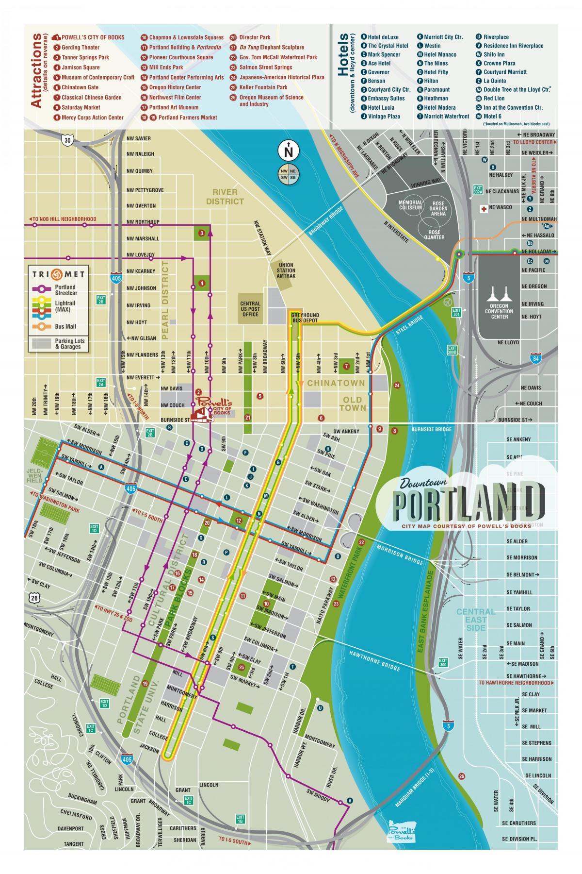 Karte von Portland Besucher