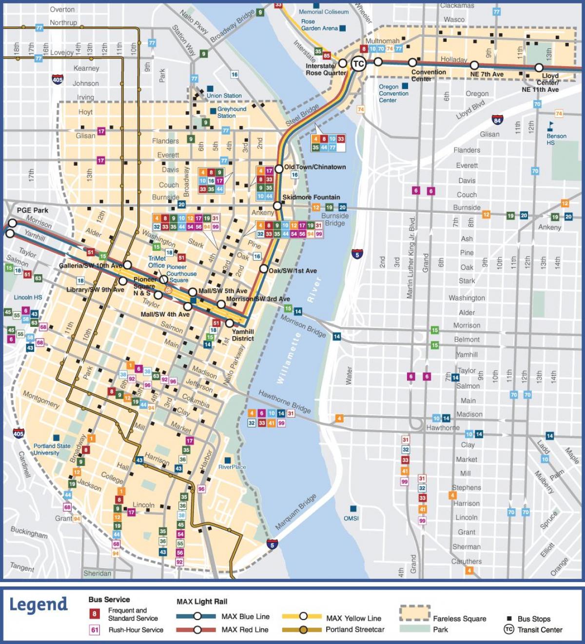 light rail, Portland Karte anzeigen