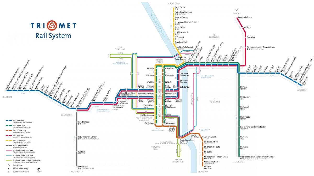 Portland U-Bahn-Karte