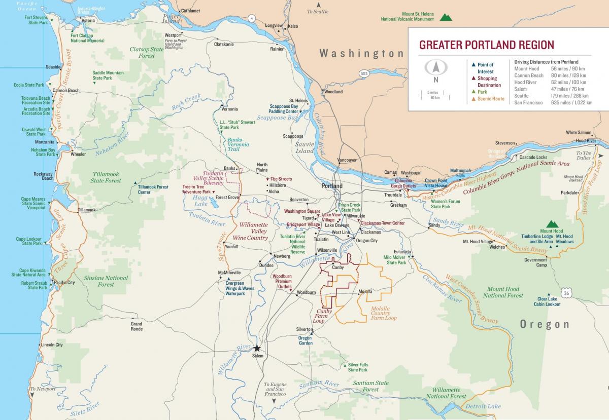 Karte Portland Oregon