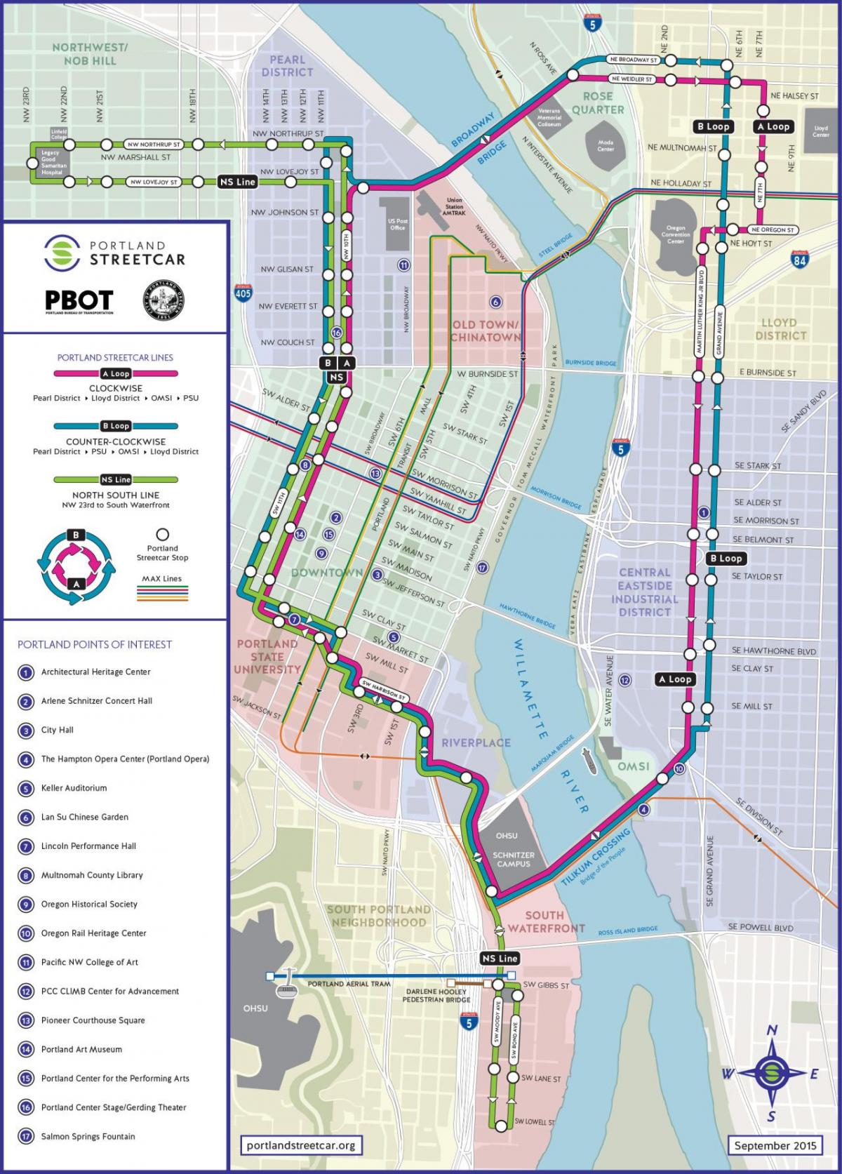 Straßenbahn Portland Karte anzeigen