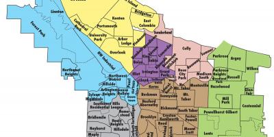 Karte von Portland und die umliegenden Gebiete